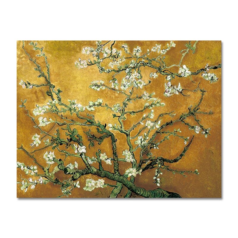 Vincent Van Gogh Blossoming Almond Tree Posters and Prints Impressionist Oil Painting Wall Canvas Art Picture for Living Room