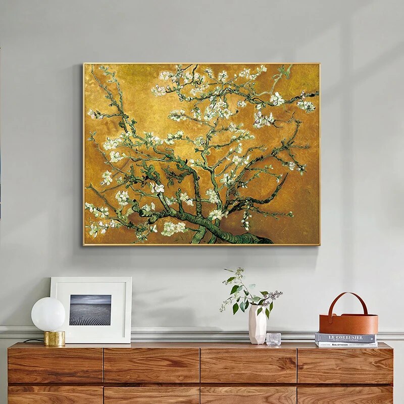 Vincent Van Gogh Blossoming Almond Tree Posters and Prints Impressionist Oil Painting Wall Canvas Art Picture for Living Room