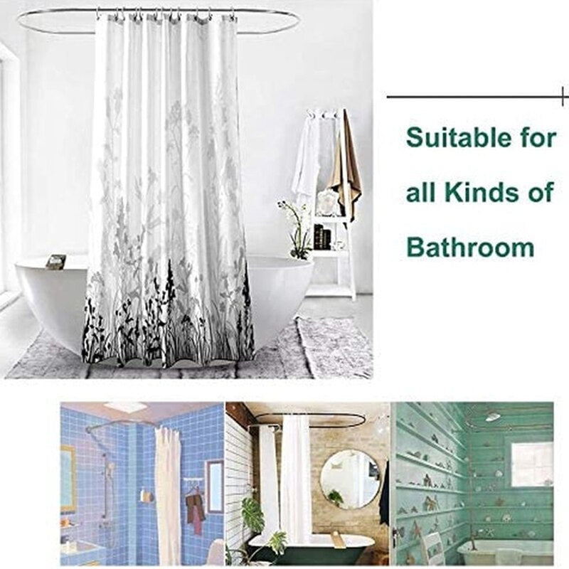 Waterproof Bathroom Shower Curtain Set with 12 Hooks