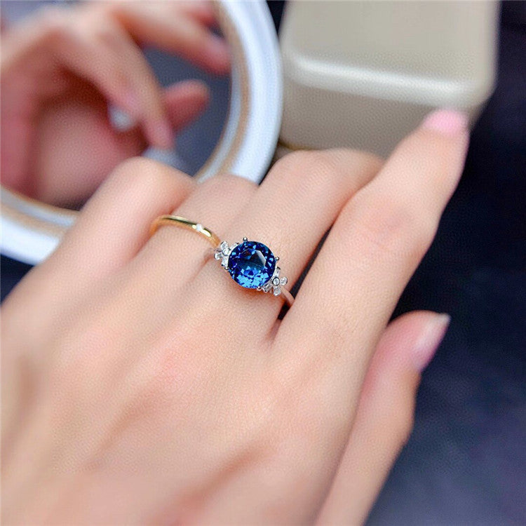 Natural London Blue Topaz Set Ring