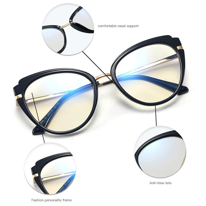 SHAUNA Retro Anti Blue Light Cat Eye Women Optical Eyeglasses Frame Fashion Spring Hinge TR90 Men Glasses Frame Computer Glasses