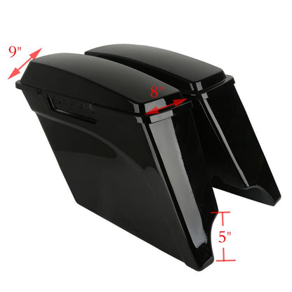 Motorcycle 5" Stretched Extended Saddlebags For Harley Touring Road King Street Glide Road Glide 1993-2013