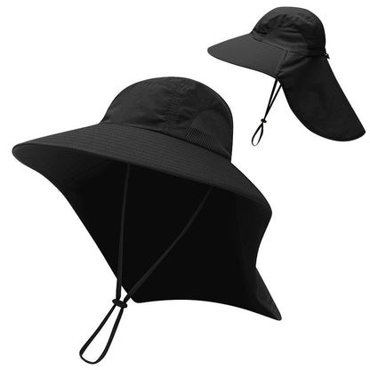 Wide Brim Bucket Hat with Neck Cover