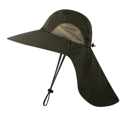 Wide Brim Bucket Hat with Neck Cover