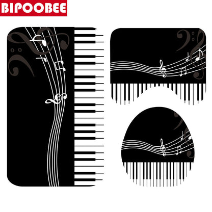 Mildew Shower Curtain Set with Hooks Piano Key