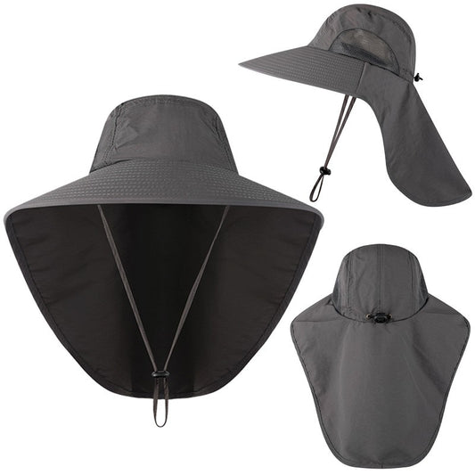 Wide Brim Bucket Hat with Neck Cover